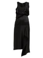 Matchesfashion.com Atlein - Draped Bodice Satin Dress - Womens - Black