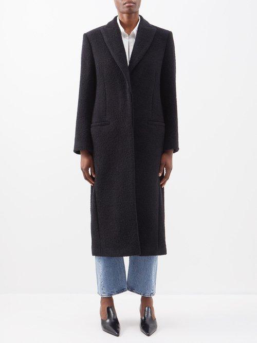 Toteme - Single-breasted Wool-blend Boucl Coat - Womens - Black