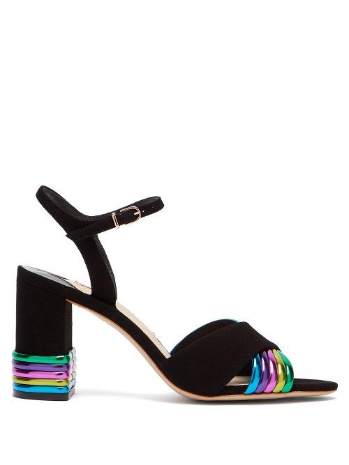 Matchesfashion.com Sophia Webster - Joy Suede Block Heel Sandals - Womens - Black Multi