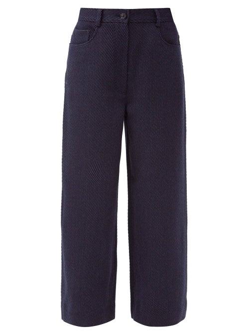 Matchesfashion.com Acne Studios - Wide-leg Wool-blend Twill Trousers - Womens - Navy