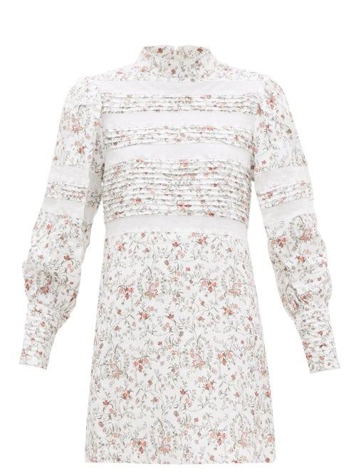 Matchesfashion.com Sir - Haisley High Neck Mesh Panel Mini Dress - Womens - Ivory Multi