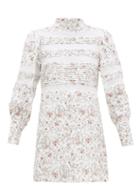 Matchesfashion.com Sir - Haisley High Neck Mesh Panel Mini Dress - Womens - Ivory Multi