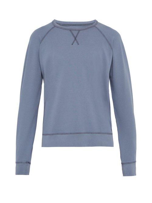 Matchesfashion.com Officine Gnrale - Clement Crew Neck Cotton Jersey Sweatshirt - Mens - Grey Multi