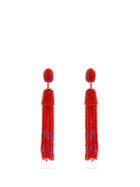 Matchesfashion.com Vanda Jacintho - Beaded Tassel Earrings - Womens - Red