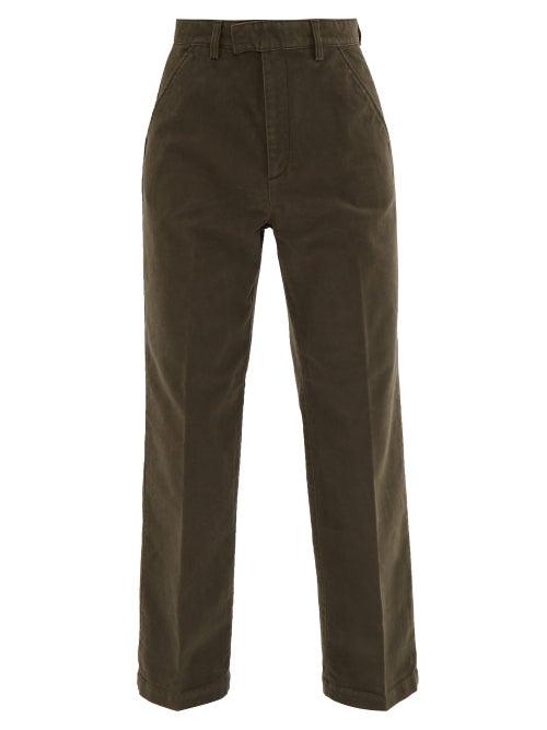 Matchesfashion.com Our Legacy - Chino 24 Moleskin Cotton Chino Trousers - Mens - Dark Green