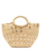 Paco Rabanne - Large Woven-raffia Basket Bag - Womens - Beige