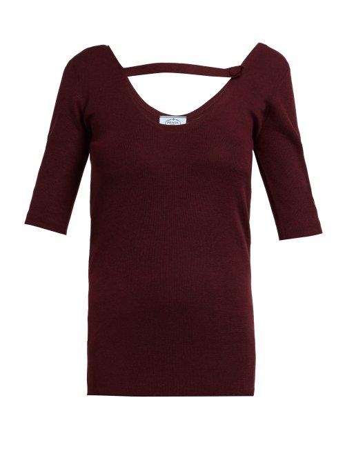 Matchesfashion.com Prada - Round Neck Cashmere Blend Sweater - Womens - Dark Red