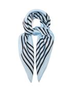 Lescarf - Striped Silk-twill Scarf - Womens - Pale Blue