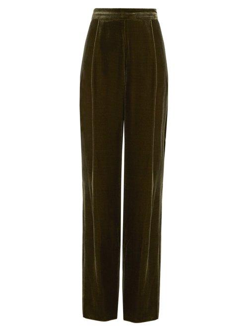 Matchesfashion.com Sportmax - Pianosa Trousers - Womens - Dark Green