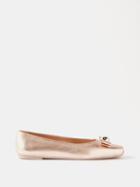 Salvatore Ferragamo - Vara Bow Metallic-leather Ballet Flats - Womens - Gold