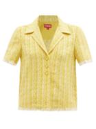 Matchesfashion.com Staud - Nicola Fringed Tweed Shirt - Womens - Yellow