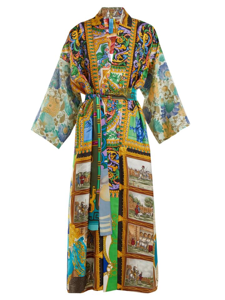 Rianna + Nina Vintage Patchwork Scarf-print Silk Kimono