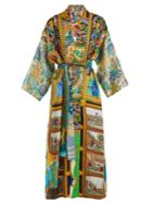 Rianna + Nina Vintage Patchwork Scarf-print Silk Kimono