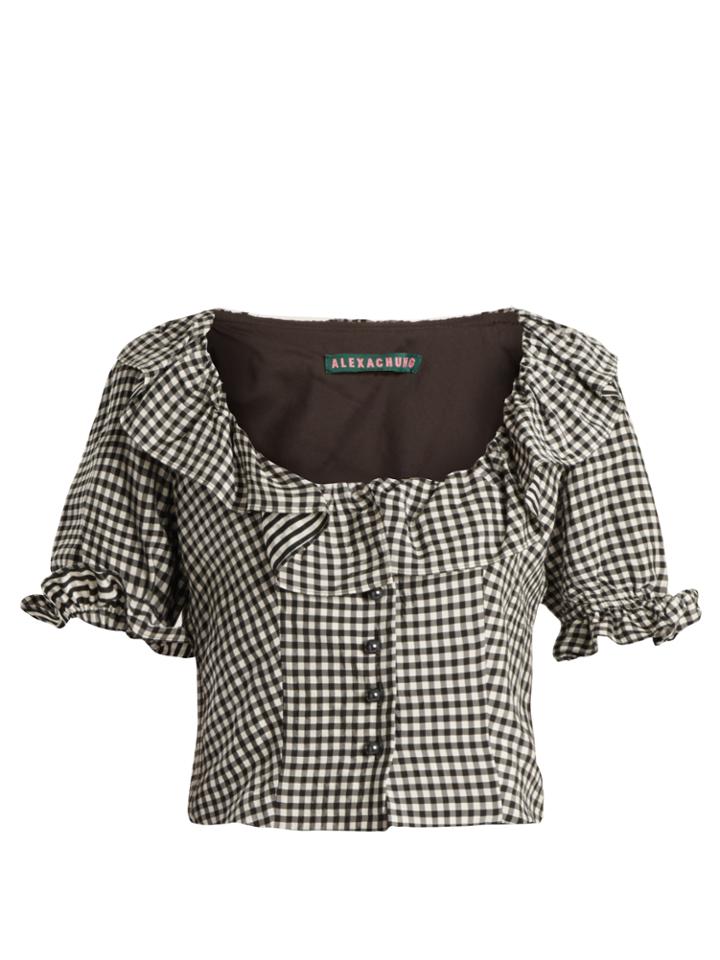 Alexachung Gingham Ruffle-trimmed Cropped Top