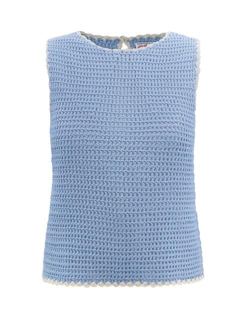 Shrimps - Milton Crochet Tank Top - Womens - Blue