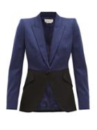 Matchesfashion.com Alexander Mcqueen - Colour Block Single Breasted Wool Blazer - Womens - Navy Multi