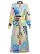 Matchesfashion.com Versace - Barocco Print Silk Twill Shirtdress - Womens - Multi