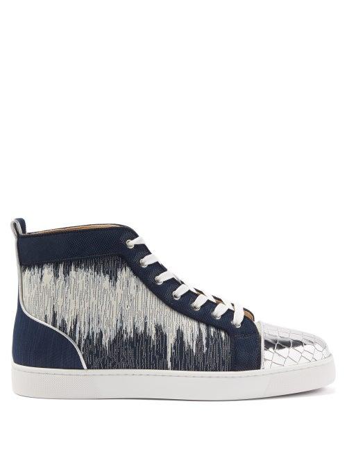 Christian Louboutin - Louis Orlato Jacquard High-top Trainers - Mens - Navy White