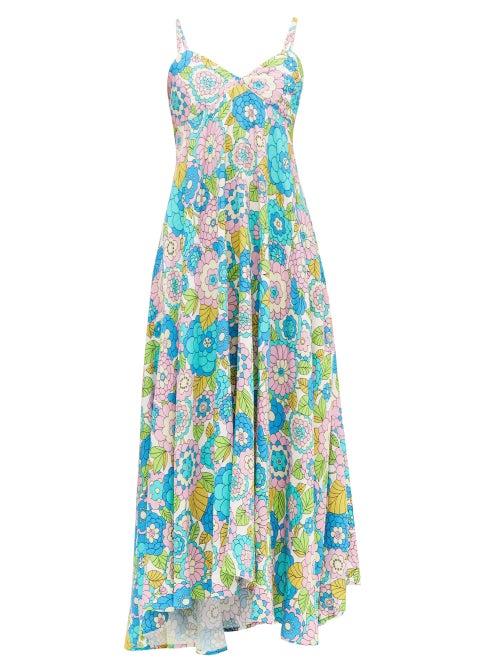 Matchesfashion.com Dodo Bar Or - Mila Floral-print Twill Midi Dress - Womens - Pink Print