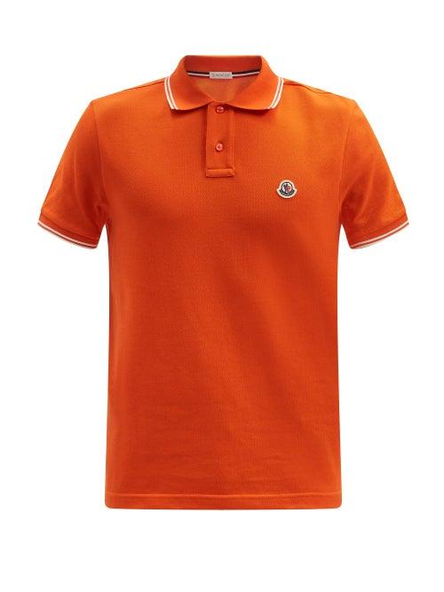 Matchesfashion.com Moncler - Logo-patch Cotton-piqu Polo Shirt - Mens - Orange