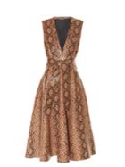 Alexander Mcqueen Snakeskin-effect Leather A-line Midi Dress