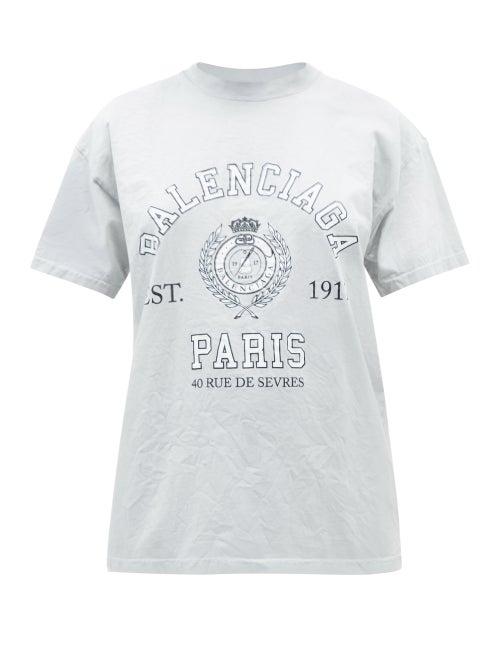 Balenciaga - College 1917 Paris-logo Cotton-jersey T-shirt - Womens - Grey