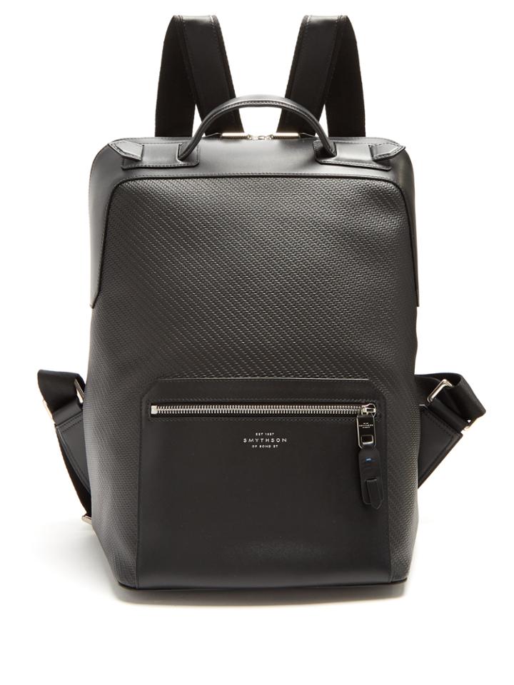 Smythson Greenwich Woven-leather Backpack