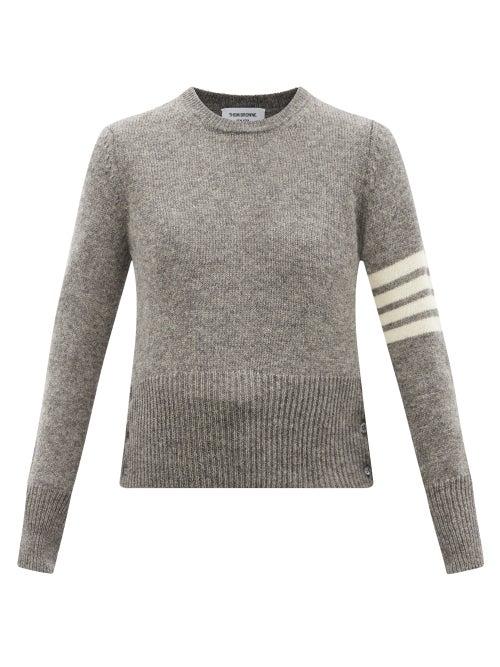 Ladies Rtw Thom Browne - Four-bar Intarsia Wool Sweater - Womens - Grey