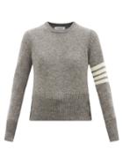 Ladies Rtw Thom Browne - Four-bar Intarsia Wool Sweater - Womens - Grey