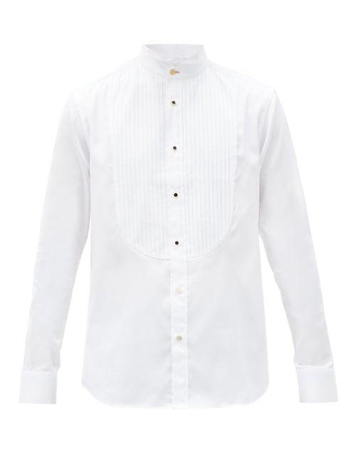 Matchesfashion.com Paul Smith - Knife-pleated Plastron Cotton-poplin Tuxedo Shirt - Mens - White