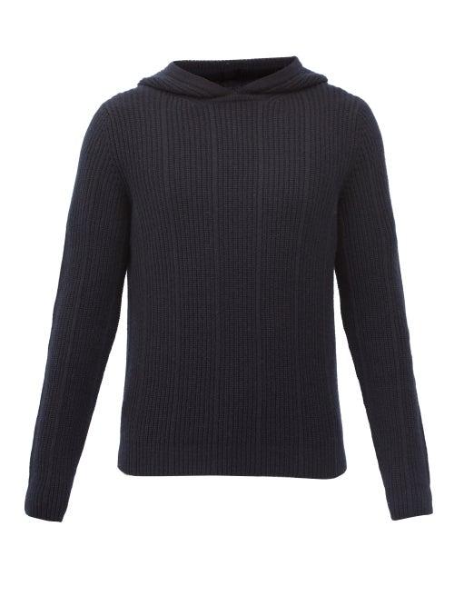 Matchesfashion.com Iris Von Arnim - August Rib-knitted Cashmere Hooded Sweater - Mens - Navy