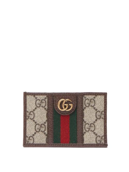 Gucci - Gg-jacquard Coated-canvas And Leather Cardholder - Mens - Beige Multi