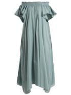 Matchesfashion.com Loup Charmant - Hydra Off The Shoulder Cotton Dress - Womens - Blue
