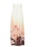 Matchesfashion.com Franoise - Strapless Palm Tree-print Silk Midi Dress - Womens - White Print