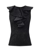 Matchesfashion.com Emilia Wickstead - Brie Floral-appliqu Ruffled Cotton-blend Top - Womens - Black