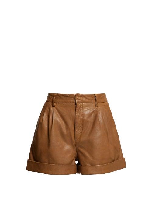 Matchesfashion.com Isabel Marant Toile - Abot High Rise Washed Leather Shorts - Womens - Camel