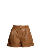 Matchesfashion.com Isabel Marant Toile - Abot High Rise Washed Leather Shorts - Womens - Camel