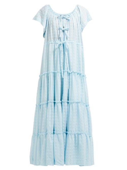 Matchesfashion.com Innika Choo - Alotta Gd Tiered Maxi Dress - Womens - Light Blue