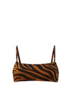 Matchesfashion.com Mara Hoffman - Sia Tiger-jacquard Bikini Top - Womens - Brown Print
