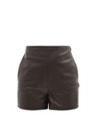 Matchesfashion.com Valentino - High-rise Leather Shorts - Womens - Dark Brown