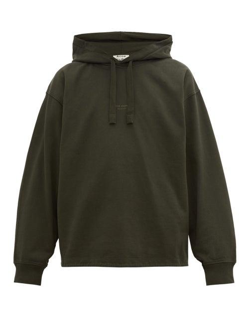 Matchesfashion.com Acne Studios - Fagen Logo Print Cotton Hooded Sweatshirt - Mens - Dark Green