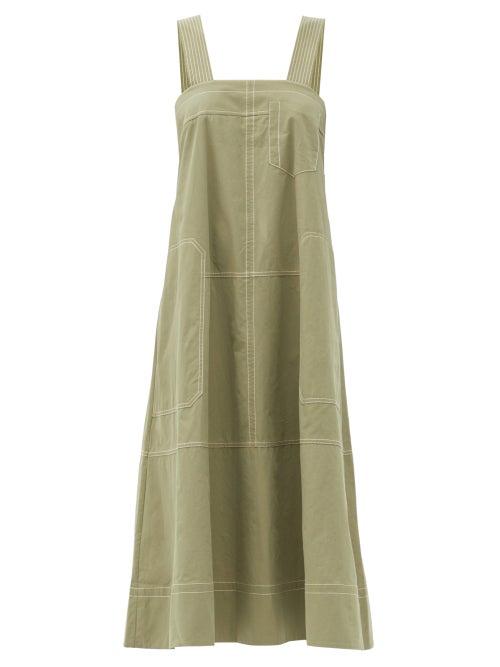 Matchesfashion.com Lee Mathews - May Topstitched Cotton Dress - Womens - Khaki