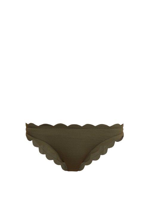 Matchesfashion.com Marysia - Antibes Scallop Edged Bikini Briefs - Womens - Khaki