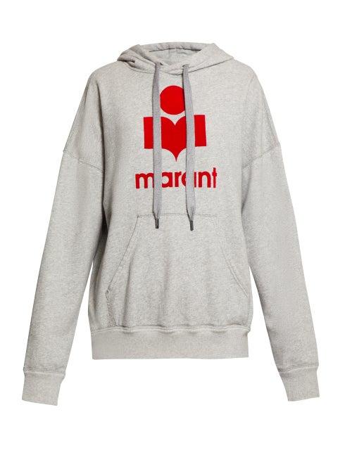 Matchesfashion.com Isabel Marant Toile - Mansel Logo Printed Jersey Hooded Sweatshirt - Womens - Grey