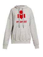 Matchesfashion.com Isabel Marant Toile - Mansel Logo Printed Jersey Hooded Sweatshirt - Womens - Grey