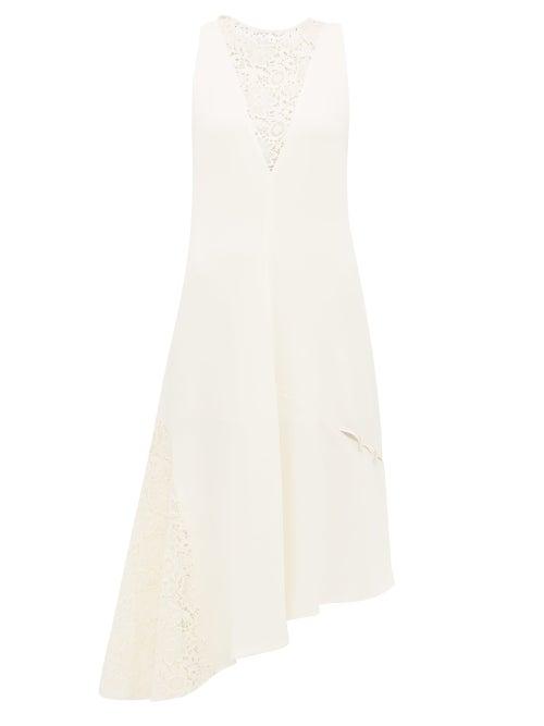 Matchesfashion.com Tibi - Guipure Lace Crepe Dress - Womens - Ivory