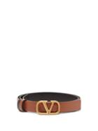Matchesfashion.com Valentino Garavani - V-logo Buckle Leather Belt - Womens - Tan