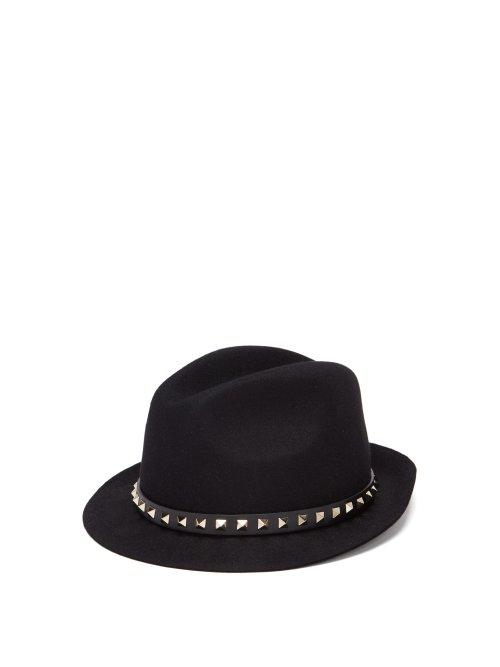 Matchesfashion.com Valentino - Rockstud Felt Fedora - Womens - Black