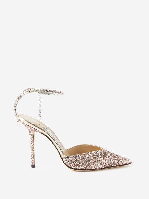 Jimmy Choo - Saeda 100 Crystal-embellished Pumps - Womens - Rose Gold