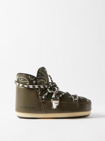 Alanui - X Moonboot Bandana-print Nylon Boots - Womens - Khaki